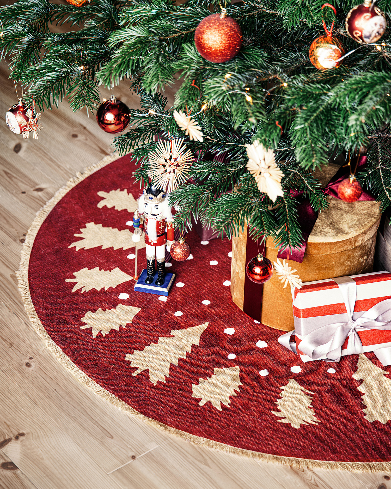 Tappeto rotondo con motivo slitta di Babbo Natale